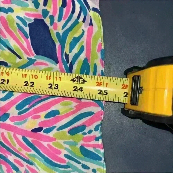 Lilly Pulitzer Silk Dusk Tank Top Indigo Palm Print Pink Blue Small - Picture 10 of 10